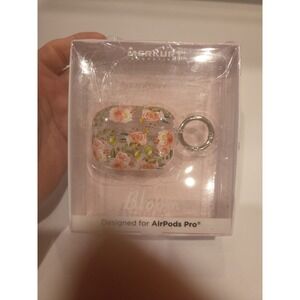 Merkury Innovations Bloom Floral AirPods Pro Case Cover with Hook New